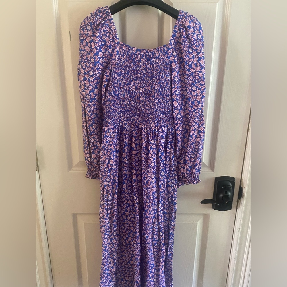 J. Crew Purple Floral Midi Dress